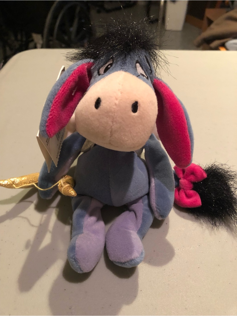 Vintage Disney Store Cupid Eeyore Valentine Plush Beanie 9” NWT